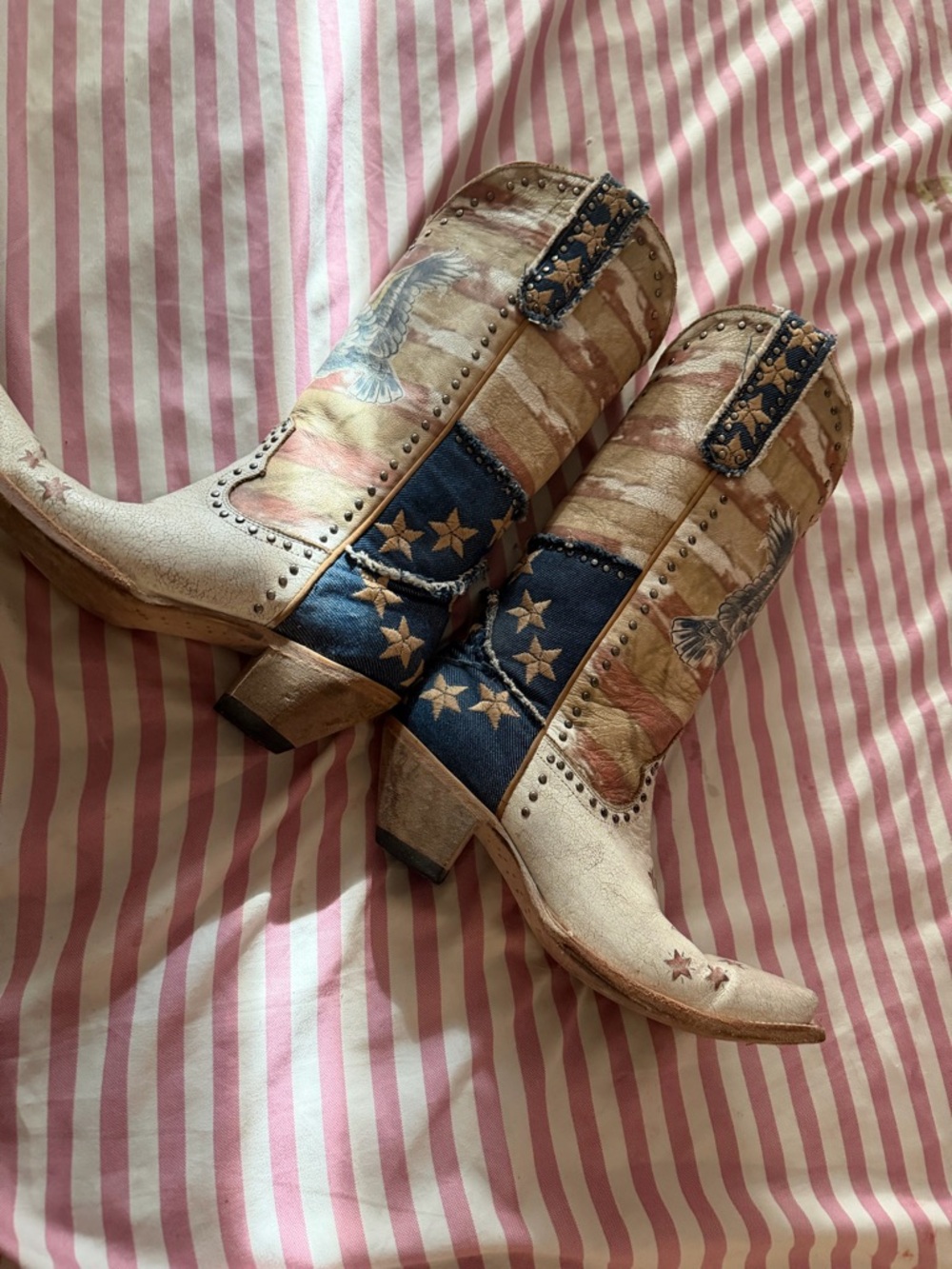 Old Gringo Tan & Blue Leather Cowboy Boots - Picture 3 of 7
